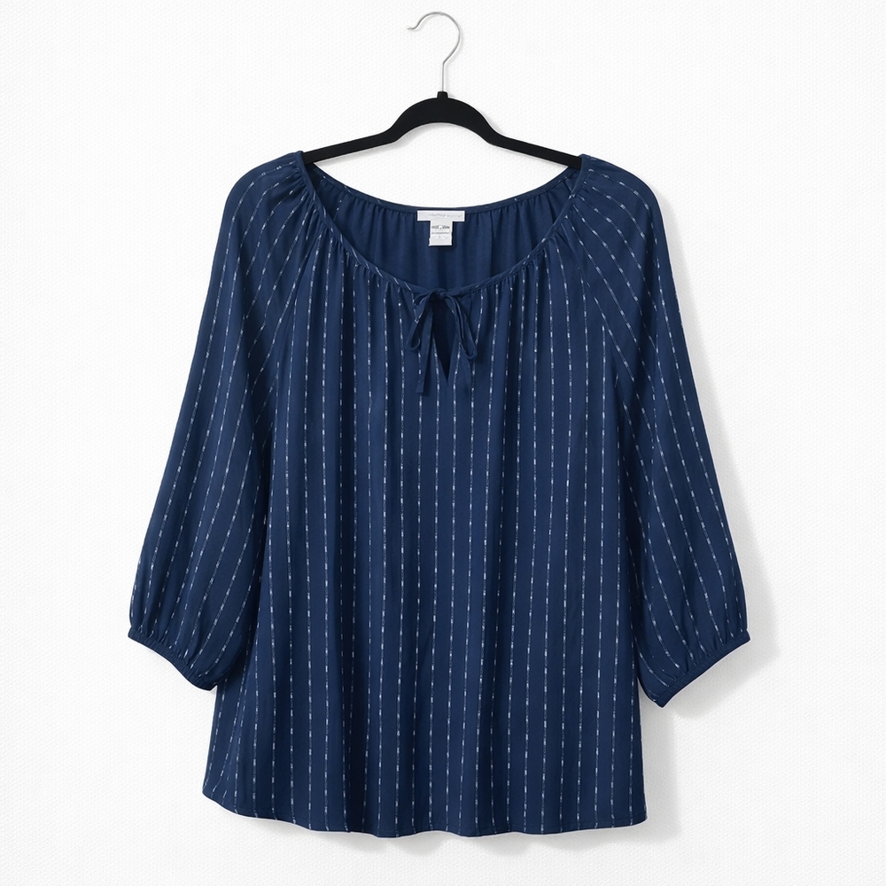 Navy Striped Women's Top